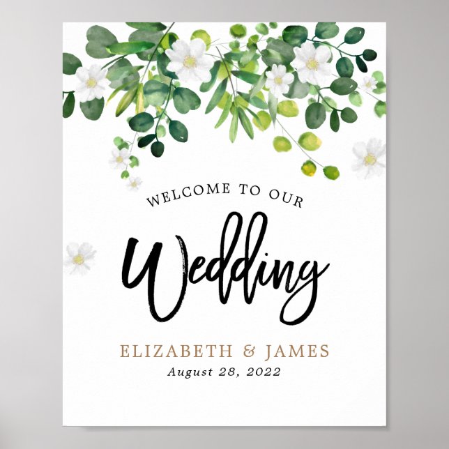 Eucalyptus Leaves Welcome To Our Wedding Sign (Front)