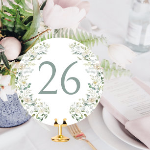 Eucalyptus Leaves White Flower Bloom Table Number