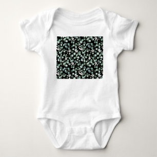 Eucalyptus Leaves: White Flowers Pattern Baby Bodysuit
