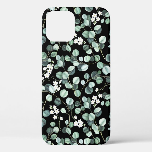 Eucalyptus Leaves: White Flowers Pattern Case-Mate iPhone Case (Back)