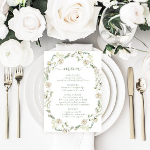Eucalyptus Leaves White Peony Flowers Wedding Menu
