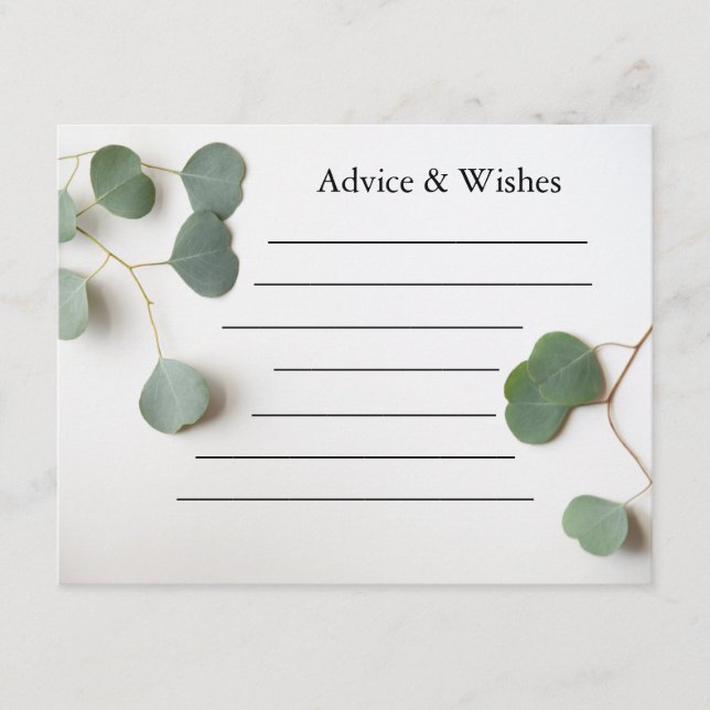 Eucalyptus leaves with text space wedding advice card (Front)