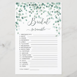 Eucalyptus Leaves Word Scramble Bridal Shower Game