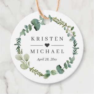 Eucalyptus Leaves Wreath Chic Wedding Favour Tags