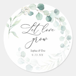 Eucalyptus Let Love Grow Plant Favour Classic Round Sticker