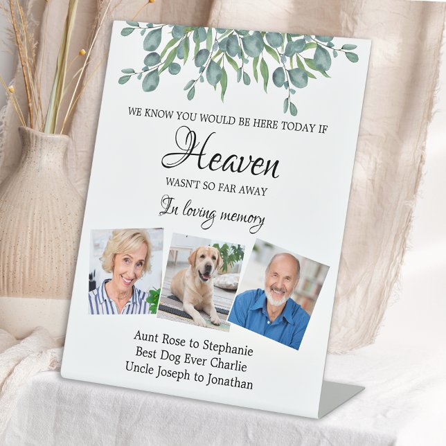 Eucalyptus Loving Memory 3 Photo Memorial Wedding Pedestal Sign (Creator Uploaded)