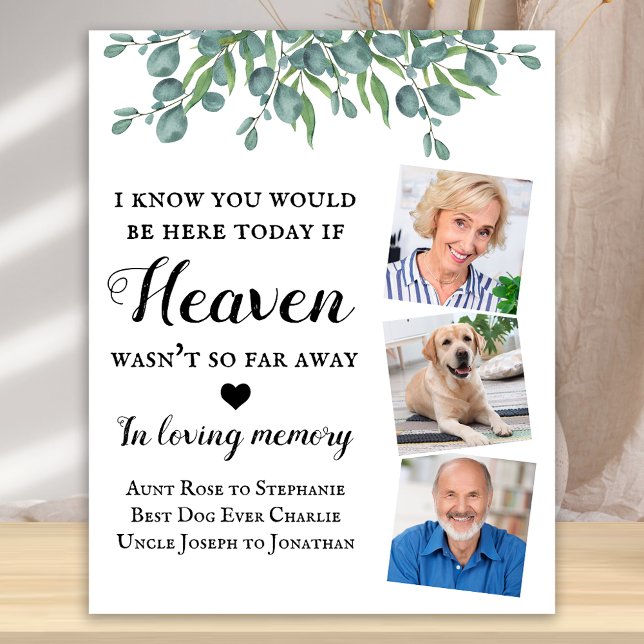 Eucalyptus Loving Memory 3 Photo Memorial Wedding Poster (Creator Uploaded)