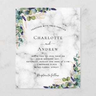 Eucalyptus marble QR code wedding invitation