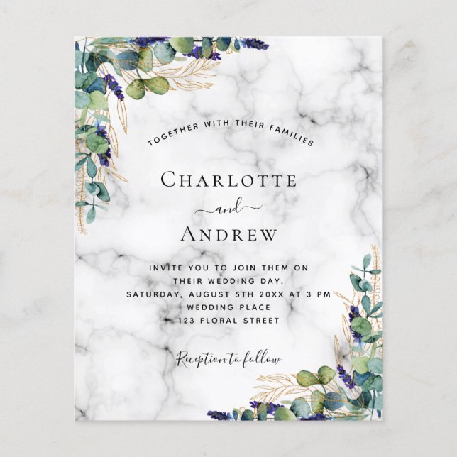 Eucalyptus marble QR code wedding invitation Flyer (Front)