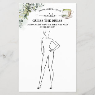 Eucalyptus Matcha Guess the Dress Shower Game Card