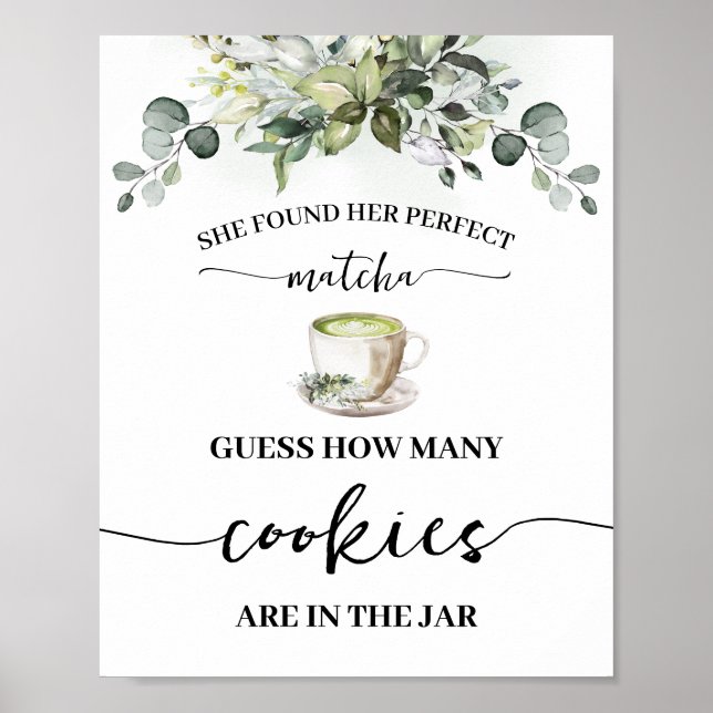 Eucalyptus Matcha How Many Cookies Shower Game Poster (Front)