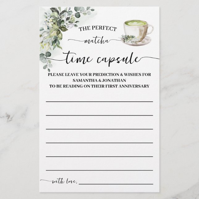 Eucalyptus Matcha Time Capsule Advice Game Card (Front)