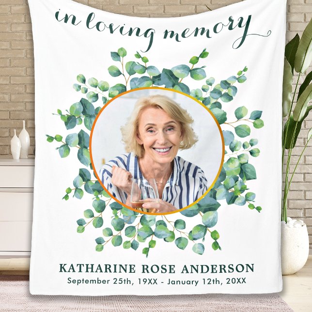 Eucalyptus Memorial Personalised Photo  Fleece Blanket (Creator Uploaded)