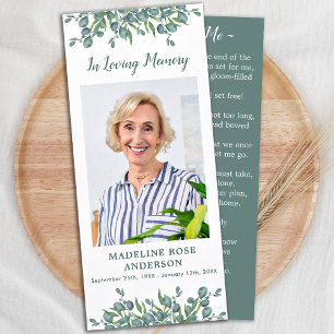 Eucalyptus Memorial Poem Funeral Prayer Card