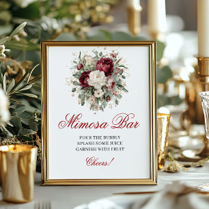 Eucalyptus Mimosa Bar Blush Burgundy Floral Sign
