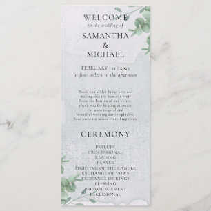 Eucalyptus minimal modern program wedding menu