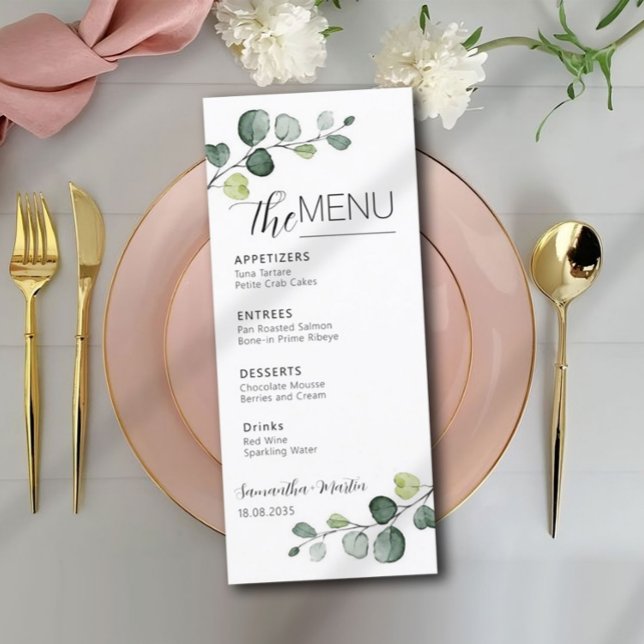 Eucalyptus Minimal Script Wedding Menu (Creator Uploaded)