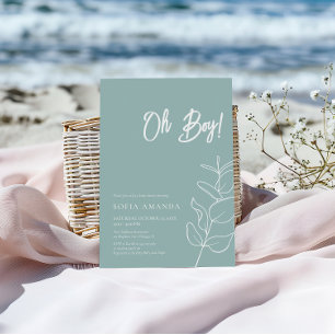 EUCALYPTUS Minimalist Blue Pastel Baby Shower Invitation