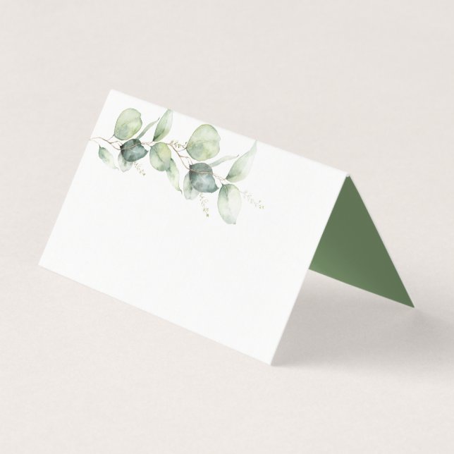 Eucalyptus Minimalist Botanical Wedding Place Card (Front)