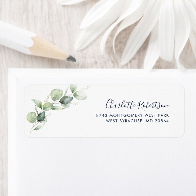 Eucalyptus Minimalist Script Return Address (Insitu)