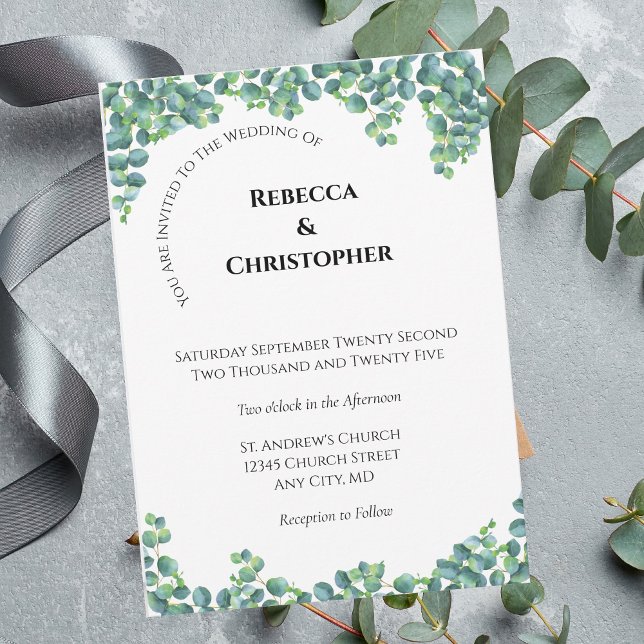 Eucalyptus Minimalist Simple Modern Wedding  Invitation (Creator Uploaded)