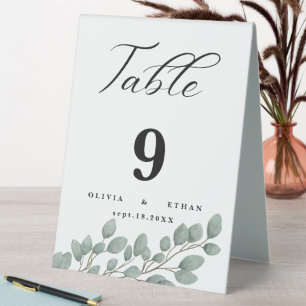 Eucalyptus Minimalist Wedding Table Number