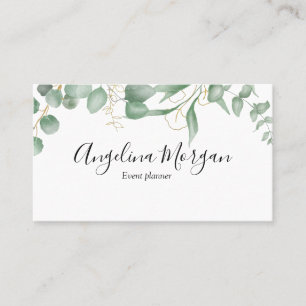 Eucalyptus minimalistic green and gold business ca business card