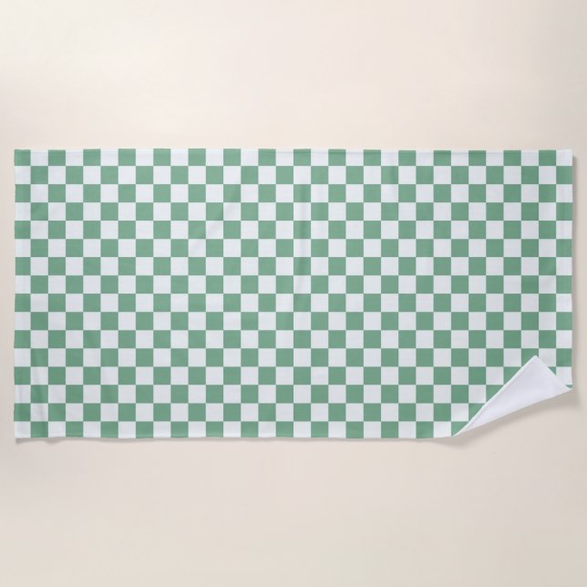 Eucalyptus mist checkerboard pattern beach towel (Front)