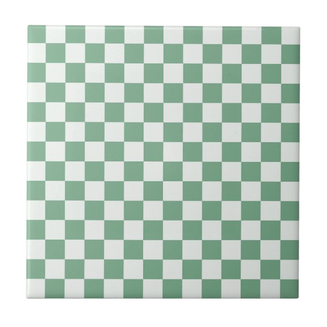 Eucalyptus mist checkerboard pattern tile (Front)