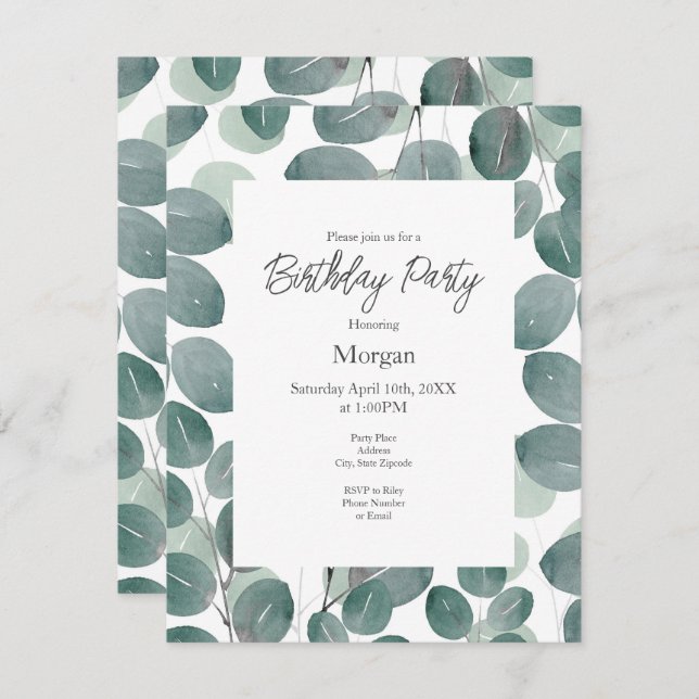 Eucalyptus Modern 2 Invitation (Front/Back)