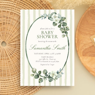 Eucalyptus Modern Baby Shower Invitation