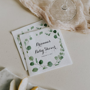 Eucalyptus Modern Calligraphy Baby Shower Napkins