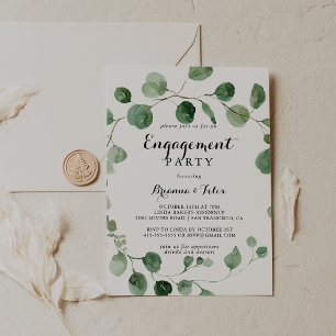 Eucalyptus Modern Calligraphy Engagement Party  Invitation
