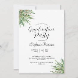 Eucalyptus Modern Calligraphy Graduation Party Invitation
