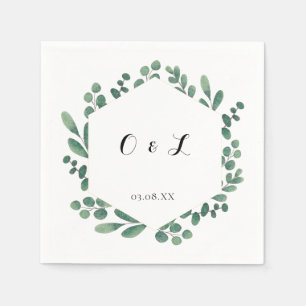 Eucalyptus Modern Calligraphy Monogram Wedding Napkin
