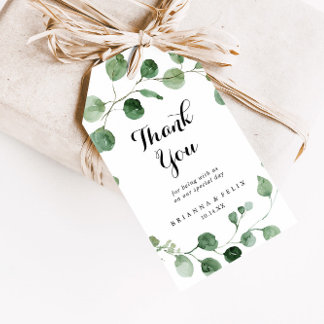 Eucalyptus Modern Calligraphy Wedding Thank You  Gift Tags