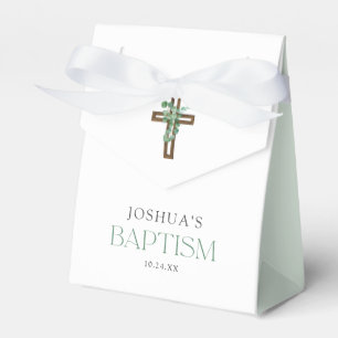 Eucalyptus Modern Cross Baptism Party Favours Favour Box