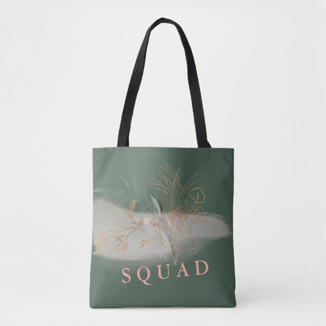 Eucalyptus Modern Greenery Abstract Bridal Shower Tote Bag (Front)