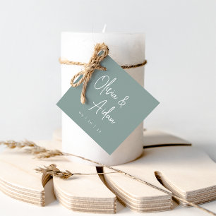Eucalyptus   Modern Handwritten Script Wedding Favour Tags
