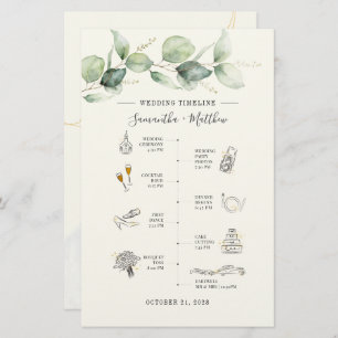 Eucalyptus Modern Icon Wedding Itinerary Program Stationery