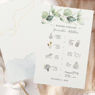 Eucalyptus Modern Icons Wedding Itinerary Program Stationery