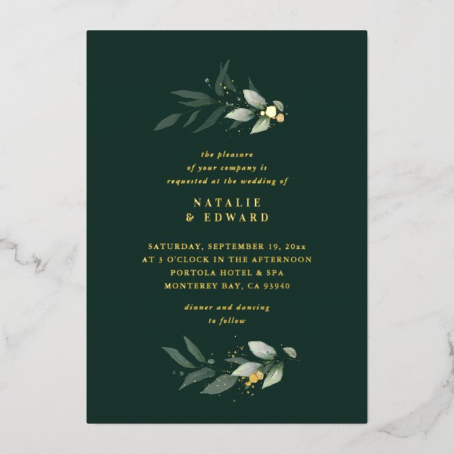Eucalyptus modern minimal elegant wedding green fo (Front)