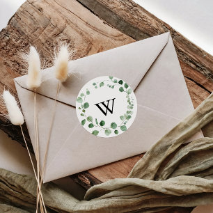 Eucalyptus Modern Monogram Wedding Envelope Seals