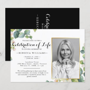 Eucalyptus Modern Photo Celebration of life Invitation