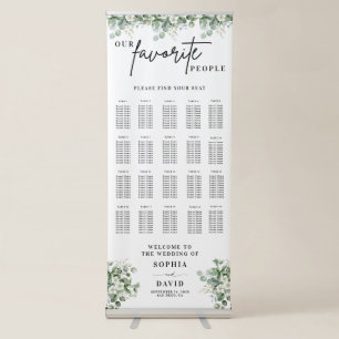 Eucalyptus Modern Script Wedding Seating Chart Retractable Banner
