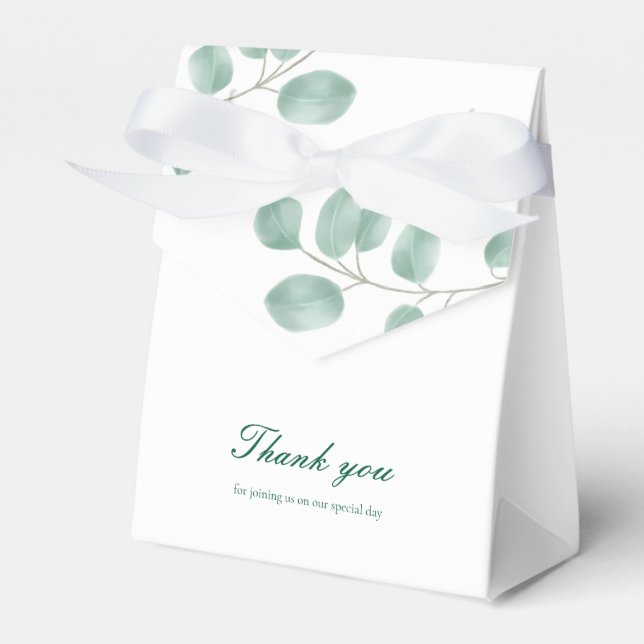 Eucalyptus Modern Wedding Favour Gift Box Thank Yo (Front Side)