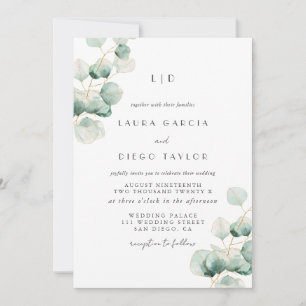 Eucalyptus Monogram Elegant  Wedding Invitation