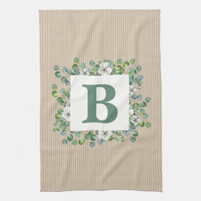 Eucalyptus Monogram Kitchen Towel (Vertical)