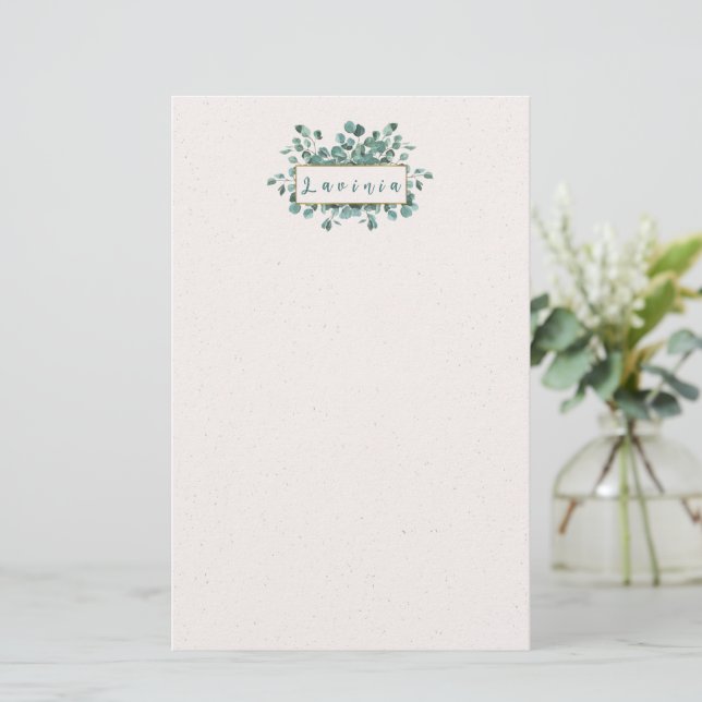 Eucalyptus Monogram Stationery (Standing Front)