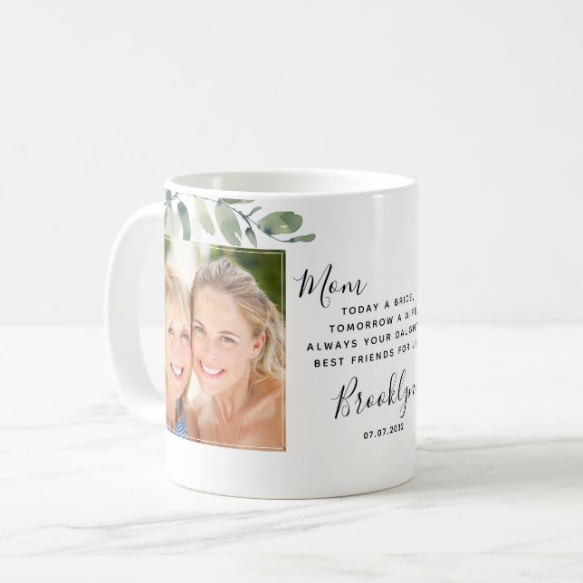 Eucalyptus Mother of the Bride Wedding Gift Coffee Mug (Front Left)
